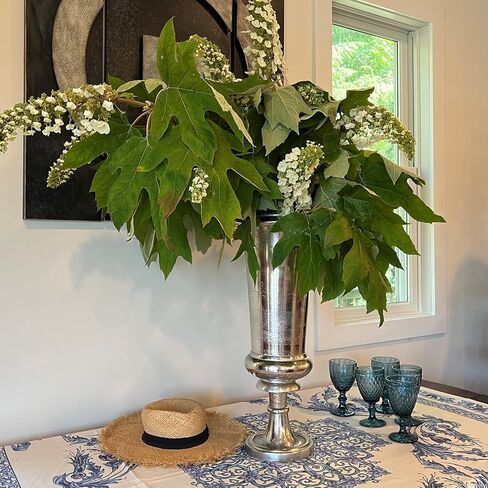 WHW Whole House Worlds Iconic Silver Trophy Floor Vase, Free Standing, Thick Metal, Hand Cast Aluminum, 19 Inches, Modern in Kuwait