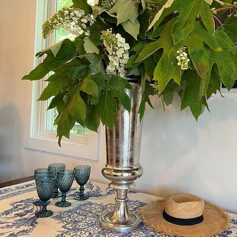 WHW Whole House Worlds Iconic Silver Trophy Floor Vase, Free Standing, Thick Metal, Hand Cast Aluminum, 19 Inches, Modern in Kuwait