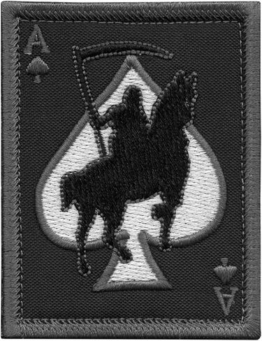 Ace of Spades Grim Reaper Card Patch (fits OD and Ranger Green, Embroidered) in Saudi Arabia
