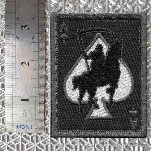 Ace of Spades Grim Reaper Card Patch (fits OD and Ranger Green, Embroidered) in Saudi Arabia