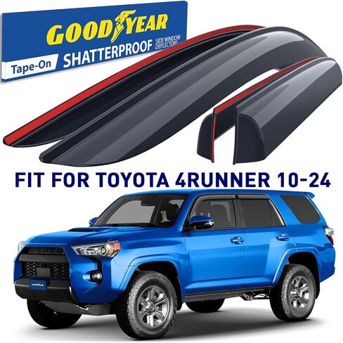 عاكسات النوافذ المقاومة للكسر من Goodyear للشاحنات شيفروليه (تشيفي) سيلفرادو/جي إم سي سييرا 2019-2025 كابينة مزدوجة، واقيات مطر بشريط، عاكس تهوية، واقي تهوية، ملحقات الشاحنات، 4 قطع-GY003220LPf2 in Saudi Arabia