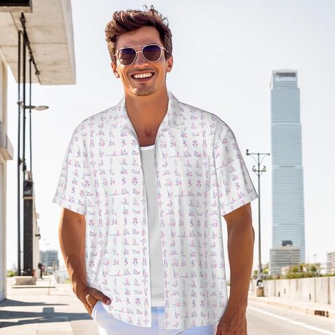 Funny Men's Hawaiian Shirts Retro 70s 80s Short Sleeve Button-Down Shirt Men Beach Shirts Neon Party Outfit in Kuwait