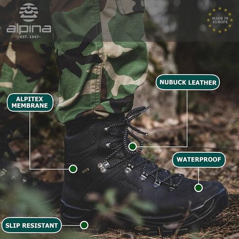 Alpina Tundra Men's Boots | أحذية كاحل جلدية مقاومة للماء | الجلود الممتازة | خفيف الوزن | غشاء التنفس | انزلاق مقاومة | صنع في أوروبا in Kuwait