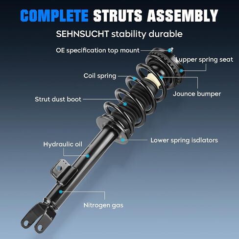 Front Complete Coil Spring Strut Shock Absorber Compatible with Chrysler 300 S RWD 2012-2022, for Dodge Challenger 2012-2022, for Dodge Charger RWD 2011-2022, Pair of Strut Replace for 272665 in Saudi Arabia