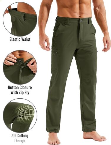 TACVASEN Men's Hiking Cargo Pants Summer Outdoor Lightweight Quick Dry Casual Water Resistant Fishing Work Stretch Pants in Saudi Arabia