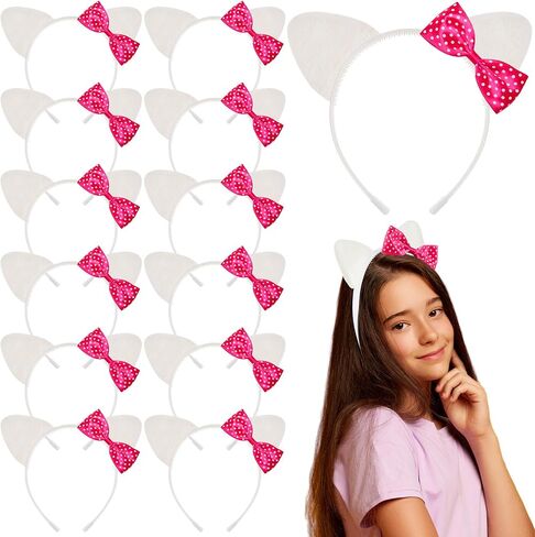 12 PCS KITTY CAT ORS BASTALS Hello Cat Party Favors Hitten Party Decorations Bow Adech Aways Cats Coquette Hair Assories for Women Hitten Birthday Gifts Hair Hoops Costume in Kuwait
