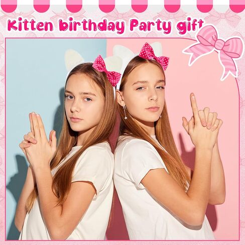 12 PCS KITTY CAT ORS BASTALS Hello Cat Party Favors Hitten Party Decorations Bow Adech Aways Cats Coquette Hair Assories for Women Hitten Birthday Gifts Hair Hoops Costume in Kuwait