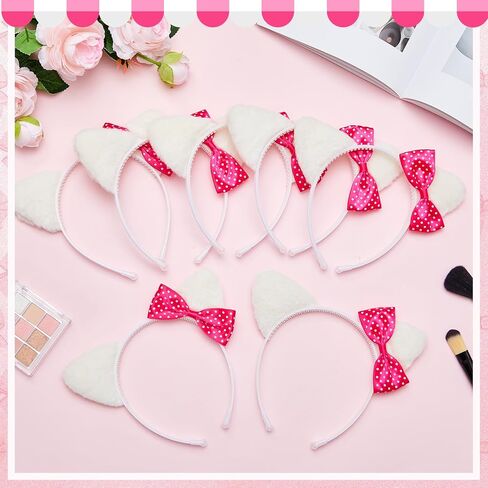 12 PCS KITTY CAT ORS BASTALS Hello Cat Party Favors Hitten Party Decorations Bow Adech Aways Cats Coquette Hair Assories for Women Hitten Birthday Gifts Hair Hoops Costume in Kuwait