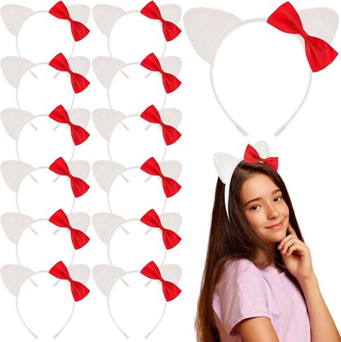 12 PCS KITTY CAT ORS BASTALS Hello Cat Party Favors Hitten Party Decorations Bow Adech Aways Cats Coquette Hair Assories for Women Hitten Birthday Gifts Hair Hoops Costume in Kuwait
