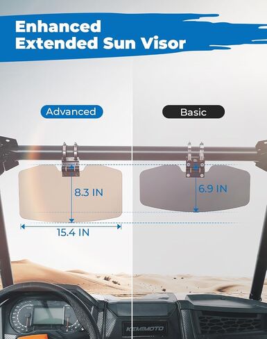 KEMIMOTO UTV Sun Visor Fit 1.5-2 in Roll Bars UTV Side X Side مع الزجاج الأمامي متوافق مع Polaris RZR 1000 XP Ranger General Can am Defender Maverick X3 Pioneer 1000، ملحقات UTV المضادة للوهج in Saudi Arabia