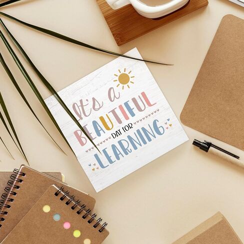 Boho Classroom Wood Box Sign Desk Decor 5x5, Inspirational Kids Learning Wooden Block Sign Decorations for Home Classroom Playroom Nursery Reading Nook Reading Room Wall Tabletop Shelf in Kuwait