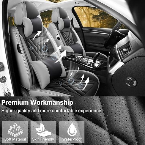 Seat Covers for Toyota Corolla Cross 2022-2025, Premium Leather Car Seat Protector, Waterproof, Airbag-Compatible & Durable Auto Interior Protection(5 Seats, Black&Gray, Luxury) in Saudi Arabia