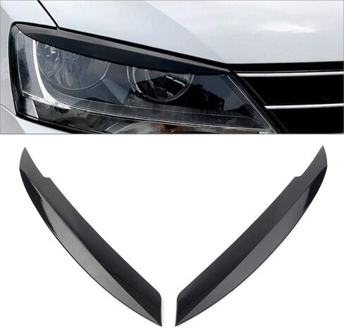 Three T Gloss Black Auto Headlight Eyelid Eyebrow Trim Cover Sticker Trims for VW for Jetta MK6 Sagitar NCS 2010-2018 in Saudi Arabia