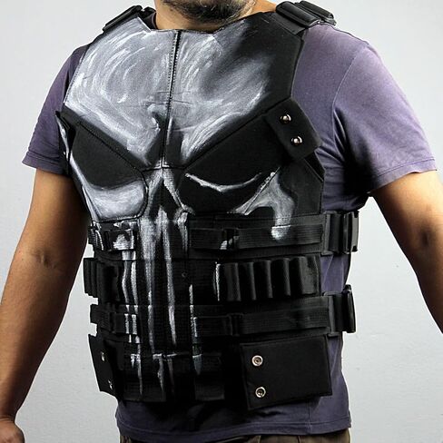 الرجال ذي Punish -er Cosplay Leather Set للرجال - زي سترة راكب الدراجة النارية - هالوين - ثوب حفلة موضوع in Saudi Arabia