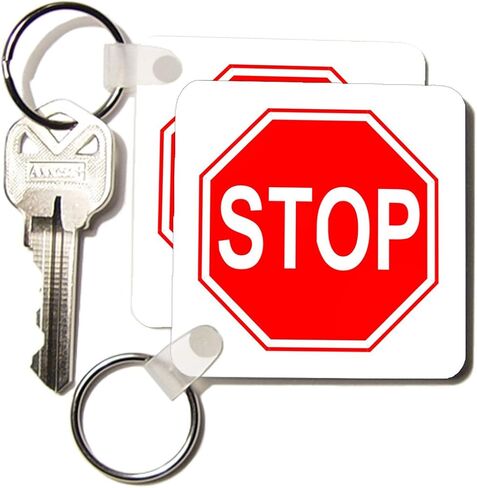 3dRose Image of A Stop Sign - Key Chains, 2.25 x 4.5 inches, set of 2 (kc_109143_1) in Saudi Arabia