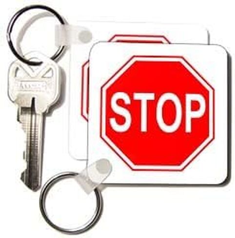 3dRose Image of A Stop Sign - Key Chains, 2.25 x 4.5 inches, set of 2 (kc_109143_1) in Saudi Arabia