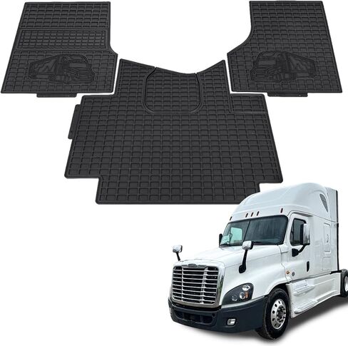Floor Mat for Freightliner Cascadia 2008-2016 Set Rubber Black Updated Non-Slip for Cascadia Floor Mat Semi Truck Accessories All-Weather Right Passenger/Left Driver Side (White) in Kuwait