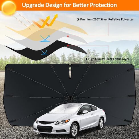 D-Lumina Winshield Sun Shade Umbrella for 2012 2013 2014 2015 Honda Civic, Foldable Car Umbrella Window Shade Sun Visor Cover for UV Rays & Sun Heat Protection Automobile Interior Accessories in Saudi Arabia