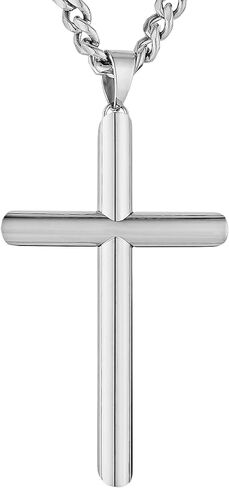 HZMAN Large Cross Necklace for Men High Polished Stainless Steel Heavy Oversize Cross Pendant Christian Faith Jewelry Gift 7mm Cuban Chain in Saudi Arabia