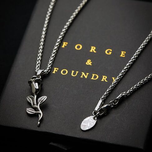 Forge & Foundry Men's Rose Pendant with Adjustable 21" Necklace Wheat Chain | Valor | Design-led, artisan jewelry from London in Saudi Arabia