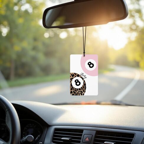 Preppy Pink Leopard Car Air Freshener 4 Pcs, Trendy Retro Lucky 8 Ball Cheetah Ace Card Lips Hanging Air Freshener for Cars Closet Drawer Books, Girly Car Accessories Mirror Decor for Women in Saudi Arabia