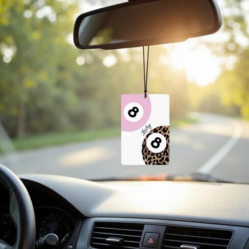 Preppy Pinpy Leopard Car Air Stremener 4 PCS ، Trendy Retro Lucky 8 Ball CHEETAH ACE CARD LIPS Hanging Air Trants For Cars Close Close Books ، Girly Car Accessories Mirror Decor in Kuwait