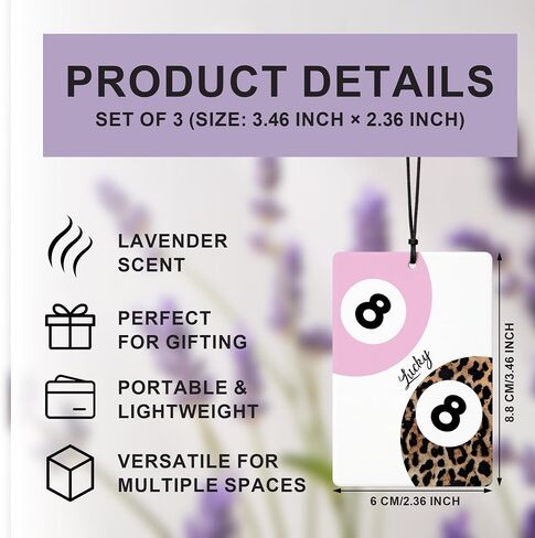 Preppy Pinpy Leopard Car Air Stremener 4 PCS ، Trendy Retro Lucky 8 Ball CHEETAH ACE CARD LIPS Hanging Air Trants For Cars Close Close Books ، Girly Car Accessories Mirror Decor in Kuwait