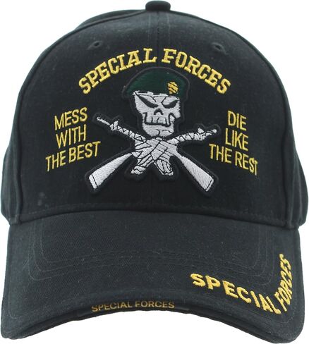 Black Special Forces Hat Green Beret Special Ops Adjustable Hat Cap Deluxe Embroidered in Saudi Arabia