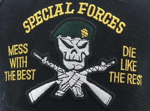 Black Special Forces Hat Green Beret Special Ops Adjustable Hat Cap Deluxe Embroidered in Saudi Arabia