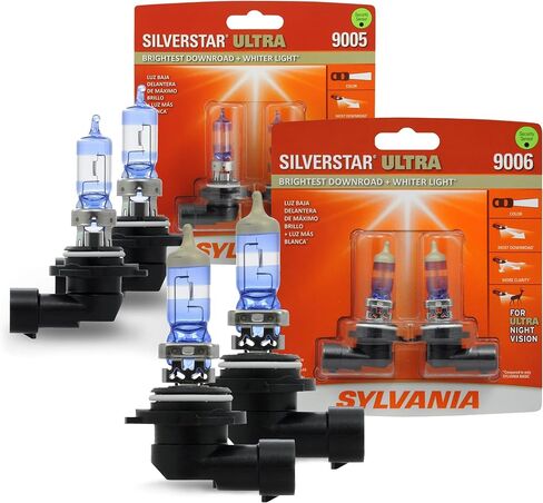 SYLVANIA - 9005 and 9006 SilverStar Ultra Bundle - High Performance Halogen Headlight Bulb, High Beam, Low Beam and Fog Replacements, Bright Downroad Tri-Band White Light (Contains 4 Bulbs) in Saudi Arabia