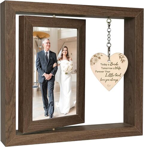 Rotating Floating Mr and Mrs Est 2025 Picture Frame Gifts, Wedding Gifts for Newlyweds Couples 2025, Bridal Shower Gifts for Bride to Be (Display Two 4x6) in Saudi Arabia