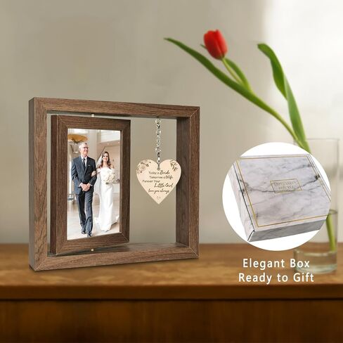 Rotating Floating Mr and Mrs Est 2025 Picture Frame Gifts, Wedding Gifts for Newlyweds Couples 2025, Bridal Shower Gifts for Bride to Be (Display Two 4x6) in Saudi Arabia