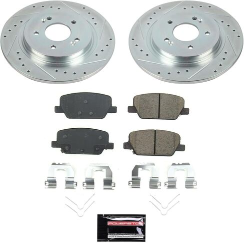 Power Stop SC8310 مجموعة الفرامل الخلفية مع دوارات الفرامل شبه مغلفة ومنصات الفرامل السيراميك والأجهزة لهيونداي باليساد 2020-2022 | Hyundai Santa Fe 2019-2020 | Kia Telluride 2020-2022 [APP. محدد] in Saudi Arabia