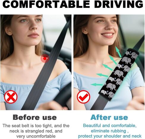 2pcs وسادة حزام المقعد الناعم للسيارات وسادة كتف حزام الأمان للسيارة للسيارة لقيادة مريحة ، متوافقة مع حزام الأمان على جميع السيارات وحقائب الظهر in Kuwait