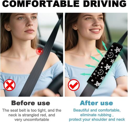 2pcs وسادة حزام المقعد الناعم للسيارات وسادة كتف حزام الأمان للسيارة للسيارة لقيادة مريحة ، متوافقة مع حزام الأمان على جميع السيارات وحقائب الظهر in Kuwait