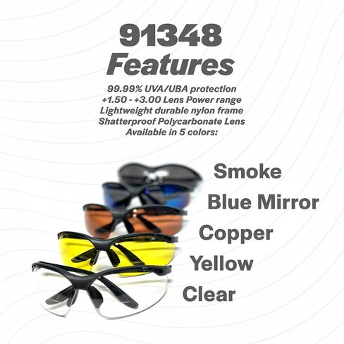 Calabria 91348 3 Pack Bulk Bifocal Safety Glasses Readers +3.00 Clear Men Women Wraparound Eye Protection Protective Eyewear in Saudi Arabia