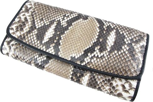 Genuine Python Snake Skin Leather Women's Trifold Clutch Wallet (Reticulated Natural) in Saudi Arabia