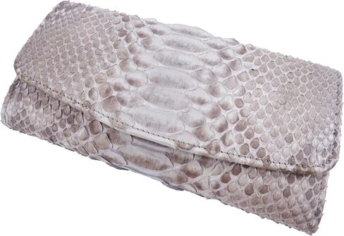 Genuine Python Snake Skin Leather Women's Trifold Clutch Wallet (Reticulated Natural) in Saudi Arabia