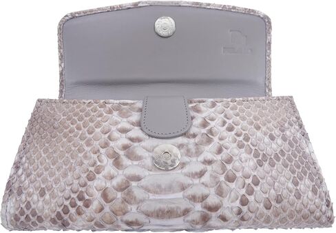 Genuine Python Snake Skin Leather Women's Trifold Clutch Wallet (Reticulated Natural) in Saudi Arabia