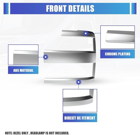 AUTOWIKI Chrome Headlights Trim Bezel for 2015-2019 Chevy Silverado 2500 3500 HD Front Lamp Head Light Trim Bezel Cover Replacement for 15-19 Silverado Right Passenger Side 1pcs in Saudi Arabia
