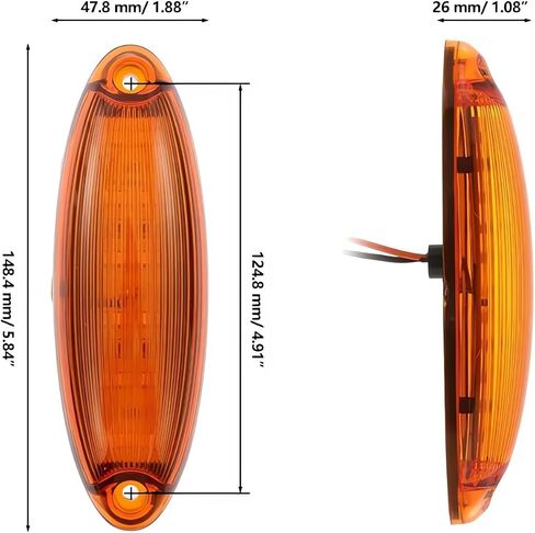 5pcs مستطيل Cab Light 6 من Amber أعلى السقف تشغيل علامة الكابينة علامات الضوء مقاوم للماء مع Freightliner Hight Duty Century Columbia Volvo Camper Trucks in Kuwait