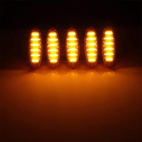 5pcs مستطيل Cab Light 6 من Amber أعلى السقف تشغيل علامة الكابينة علامات الضوء مقاوم للماء مع Freightliner Hight Duty Century Columbia Volvo Camper Trucks in Kuwait