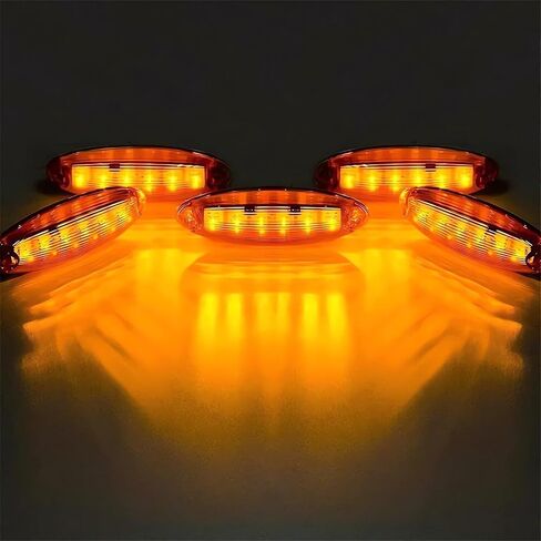 5pcs مستطيل Cab Light 6 من Amber أعلى السقف تشغيل علامة الكابينة علامات الضوء مقاوم للماء مع Freightliner Hight Duty Century Columbia Volvo Camper Trucks in Kuwait