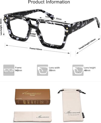 AMOMOMA Retro Square Aviator Reading Glasses for Women,Men,Blue Light Blocking Computer Readers AM6136 in Saudi Arabia
