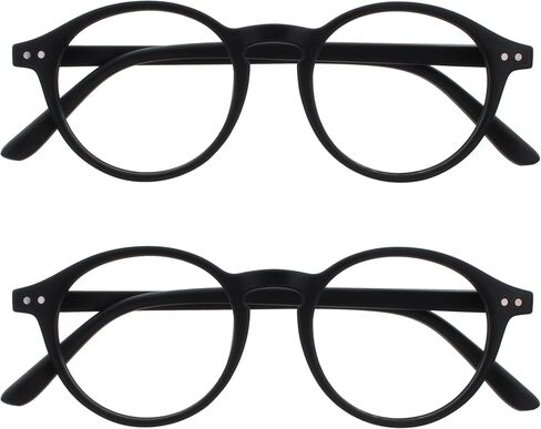 opulize Rey Reading Glasses for Women Men ، Frame Retro Round Frame مع مفصلات الربيع ، Blue Blue +3.00 (حزمة 1) in Kuwait