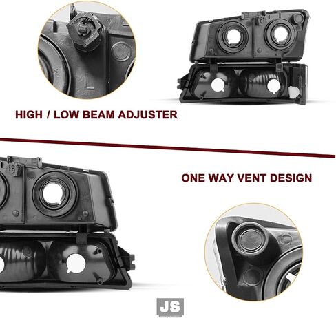 JSBOYAT Fit for 2003-2006 Chevy Silverado Headlight Assembly 4pcs w/LED DRL 03-06 Avalanche w/Bumper Lights OE Style Replacement Chrome Housing with Clear Reflector in Saudi Arabia