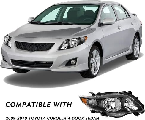تم تعيين مجموعة المصابيح الأمامية لعام 2009/2010 Toyota Corolla Base/CE/LE/XLE وجانب الركاب ، غير متوافق مع نماذج XRS/S in Kuwait