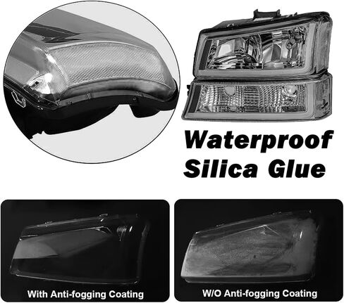 JSBOYAT Fit for 2003-2006 Chevy Silverado Headlight Assembly 4pcs w/LED DRL 03-06 Avalanche w/Bumper Lights OE Style Replacement Chrome Housing with Clear Reflector in Saudi Arabia