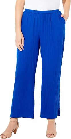 Women's Plus Size Anywear Pucker Cotton Wide Leg Pant in Kuwait