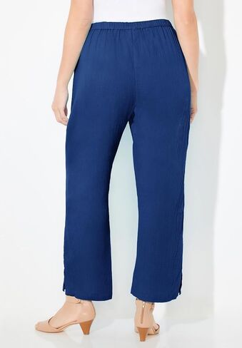 Women's Plus Size Anywear Pucker Cotton Wide Leg Pant in Kuwait